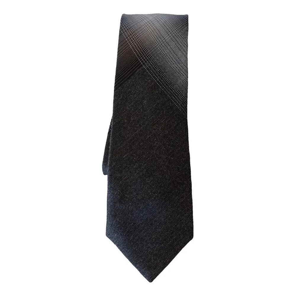 SEAN JOHN Gray Melange Jumbo Plaid Silk Blend Slim Tie